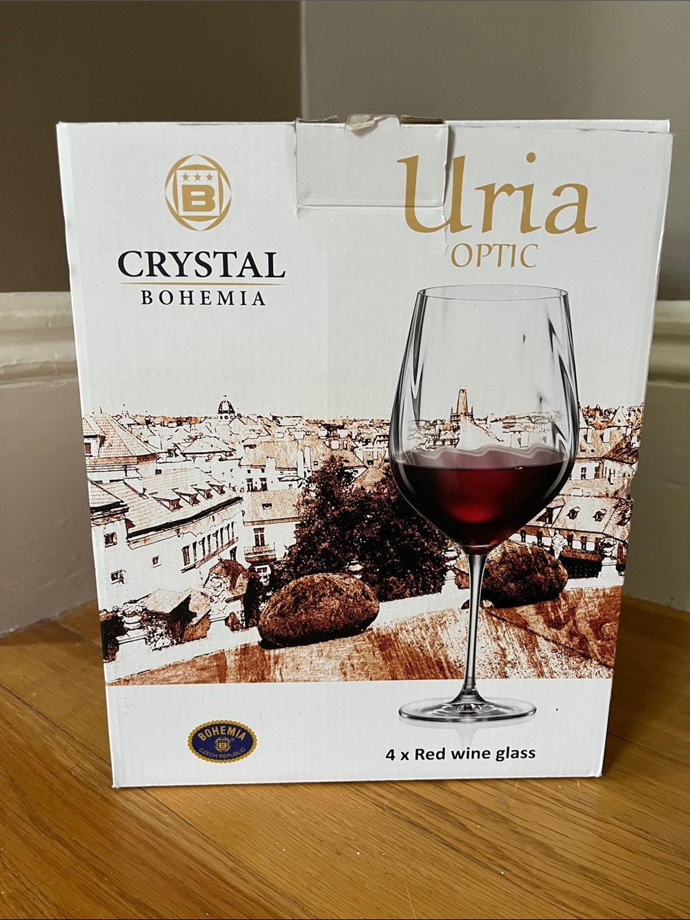 CRYSTAL BOHEMIA Uria Optic Red Wine Glasses - Set of 4